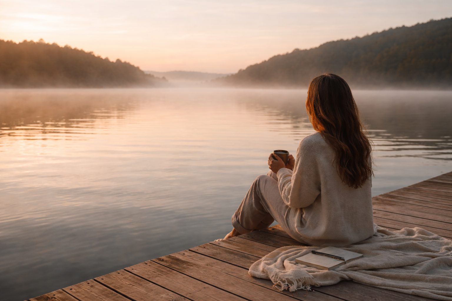 A reflective and cozy setting representing personal growth, self-awareness and inner learning