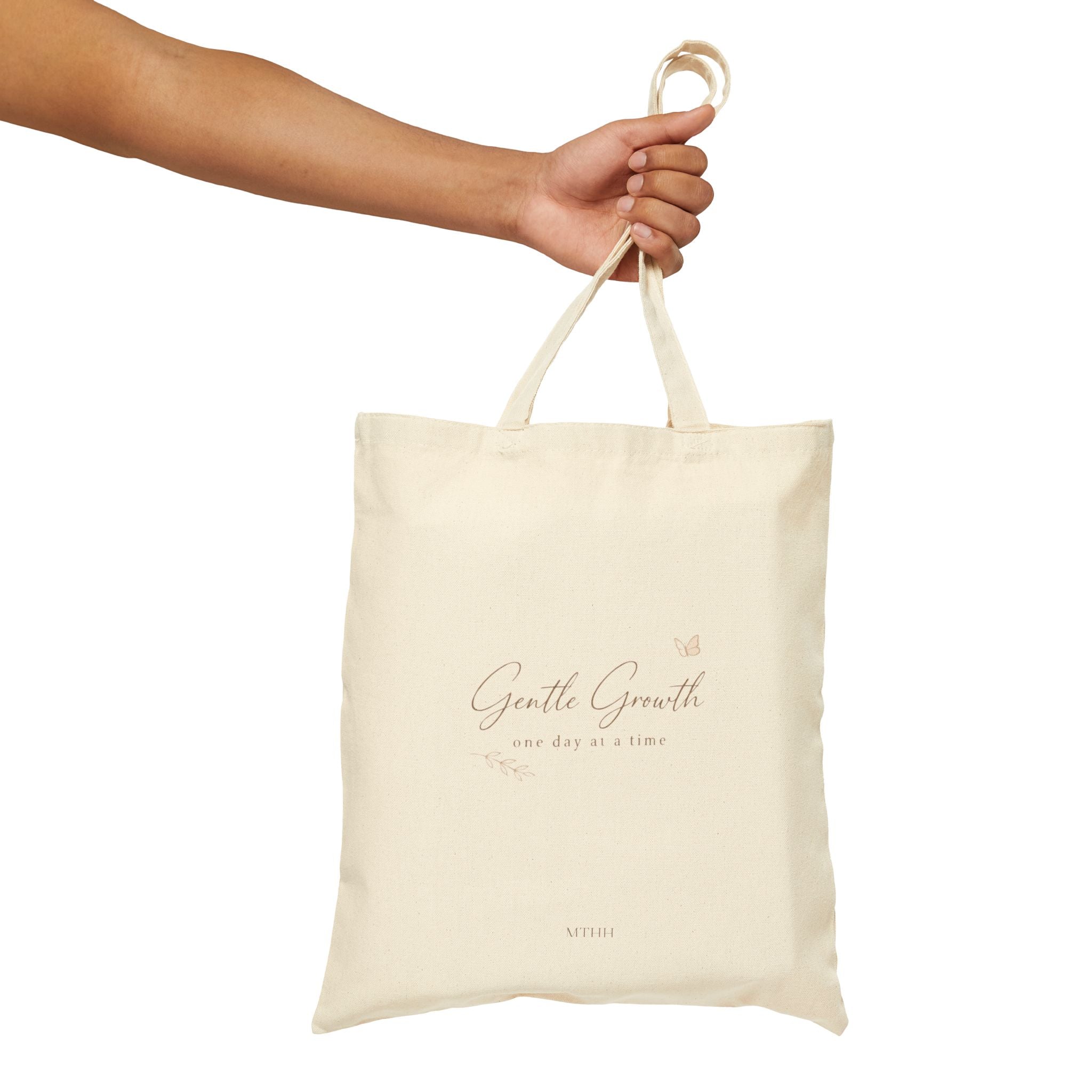 Gentle Growth Tote Bag – Minimalist Canvas Bag | Eco-Friendly Everyday Shopper | MTHH