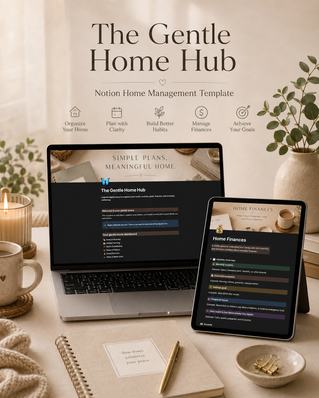 The Gentle Home Hub — Notion Home & Life Planner