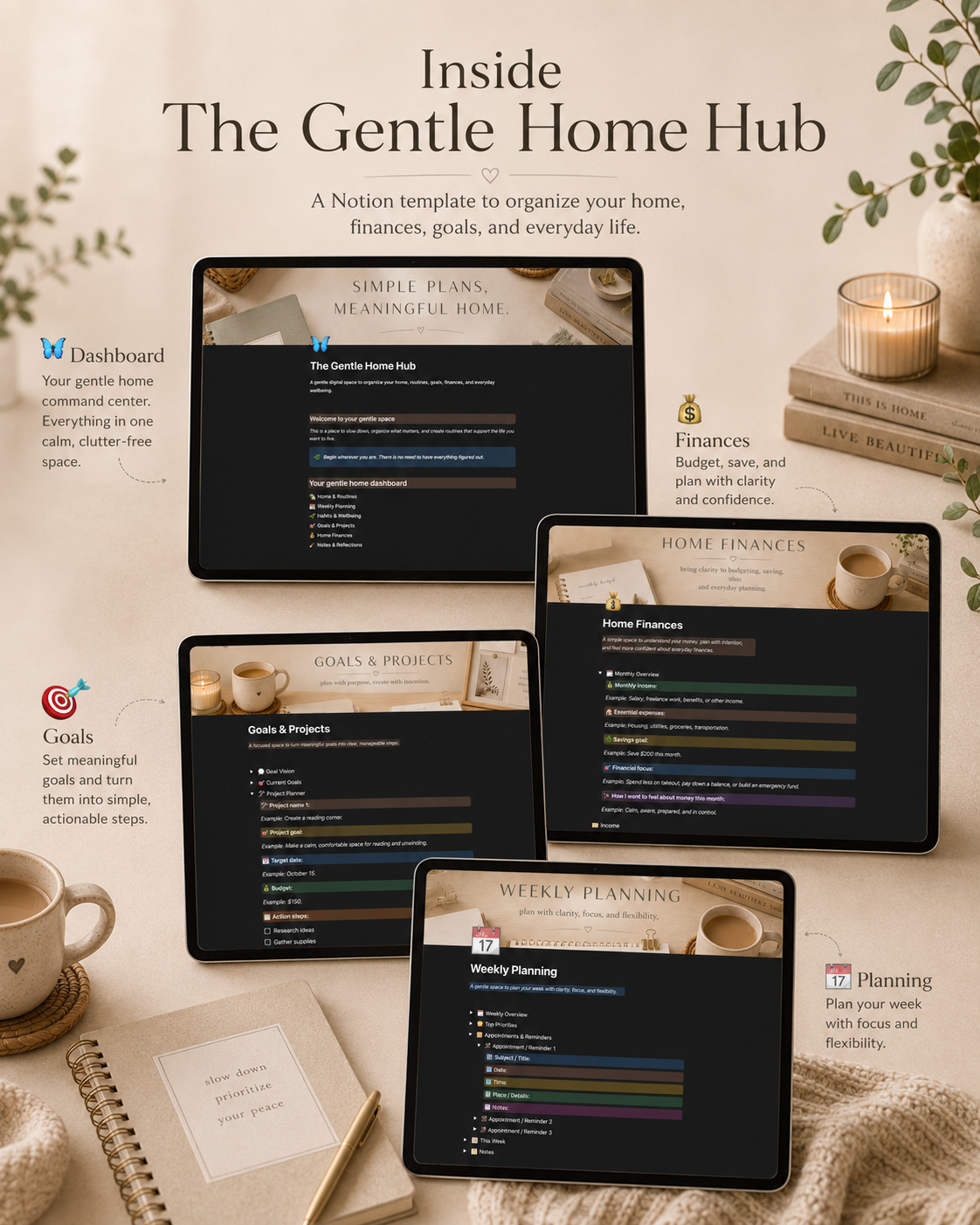 The Gentle Home Hub — Notion Home & Life Planner